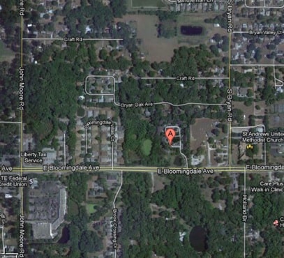 Aerial map showing office location on E. Bloomingdale Avenue